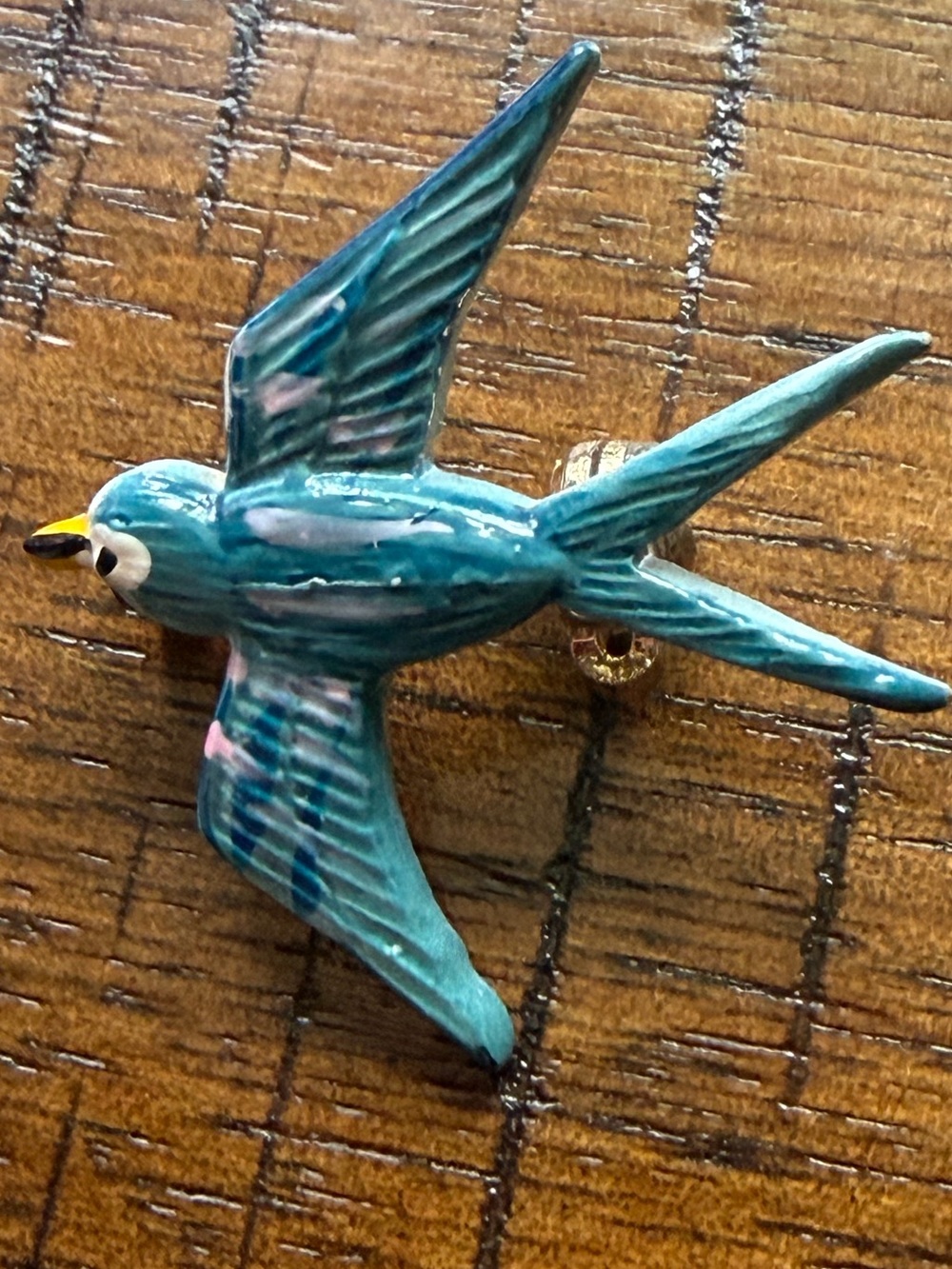 Vintage Small Blue Sparrow Bird Flying Collectible Lapel Pin